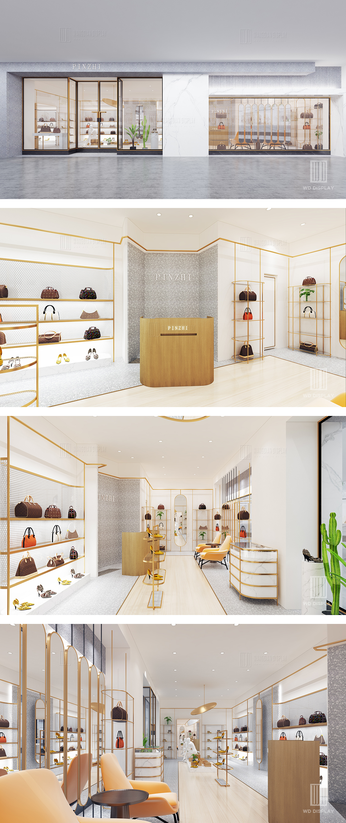 High-end leather goods retail store space 3D design