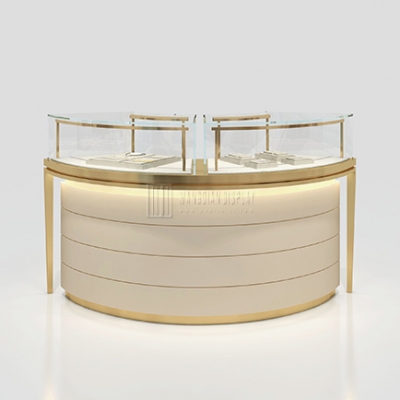 Curved Jewelry Display Case With Hidden LED Lights