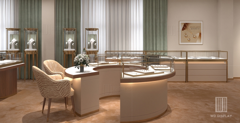 【China】Jewelry retail store interior design high-end display cabinet customization project