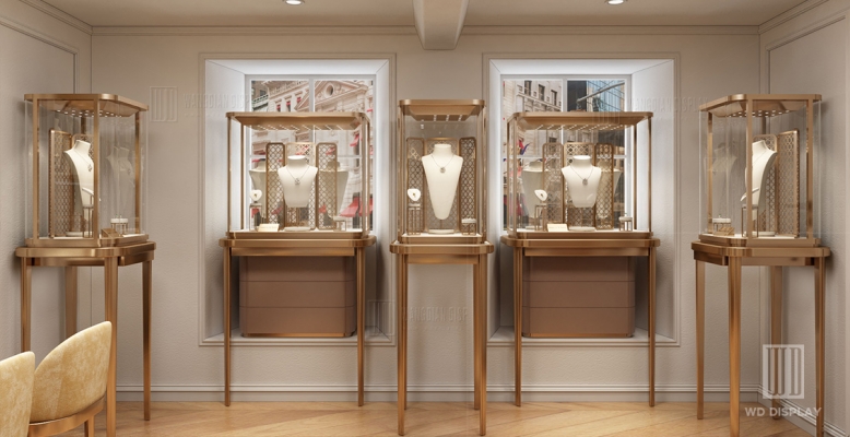 Modern style luxury jewelry store display cabinet project in the UK