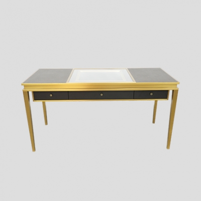 【RTS】 Stainless steel glass combination jewelry display table with drawers
