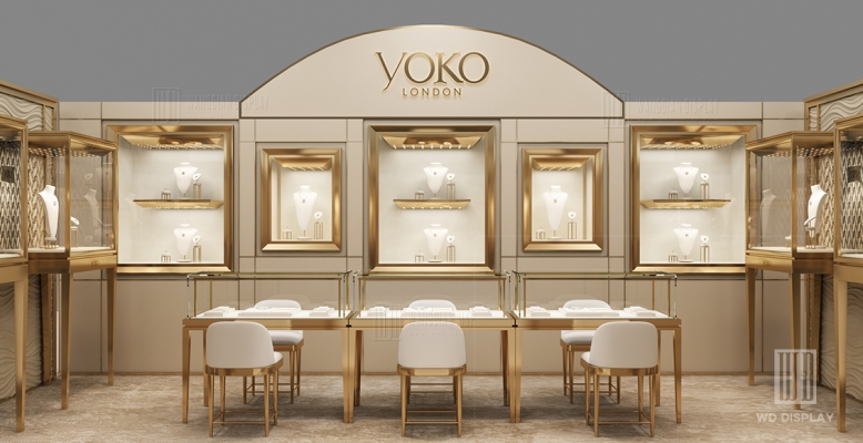 【Qatar】 Brand jewelry booth design high-end jewelry display cabinet