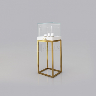 golden watch tower display showcase with LED light