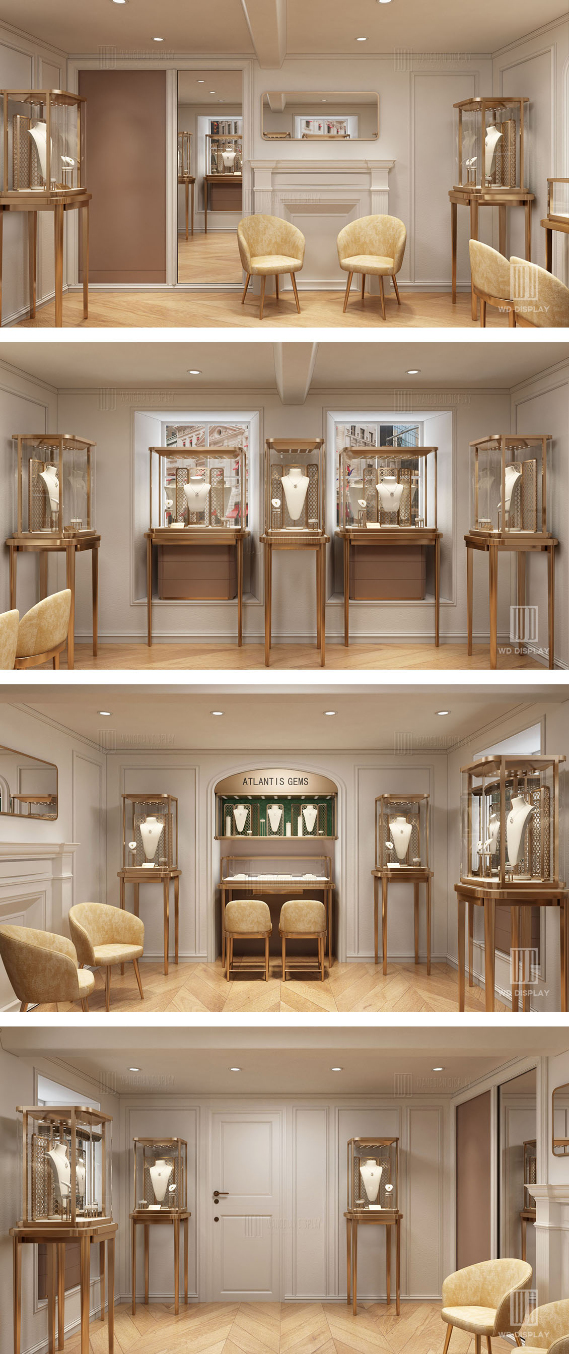Modern style luxury jewelry store display cabinet project in the UK (1)