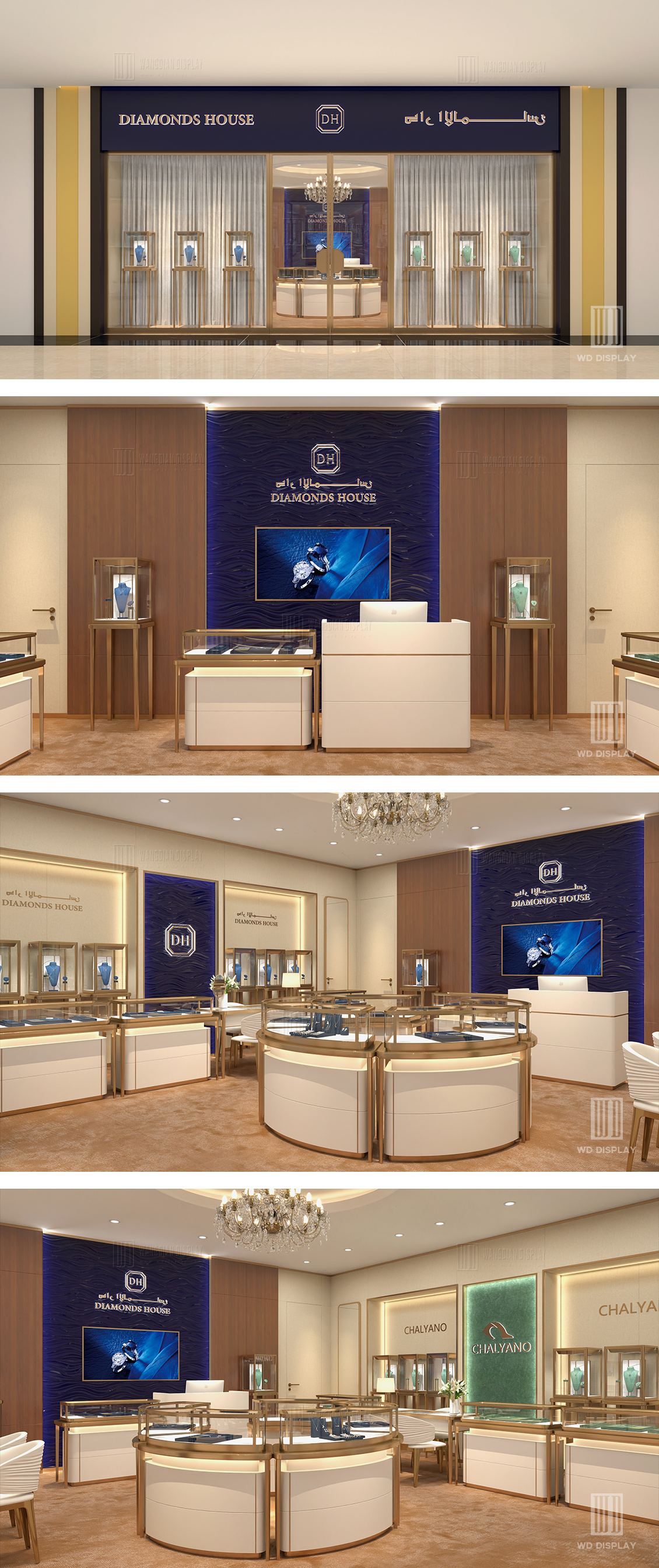 【Qatar】High-end diamond retail store interior design jewelry store showcase project (2)